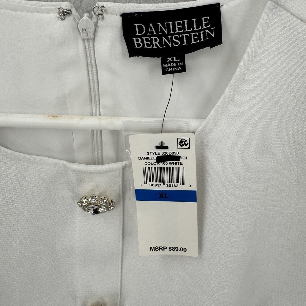 Danielle‎ Bernstein Mini Dress Womens XL White Rhinestone Bling Button Party NWT - Picture 3 of 13